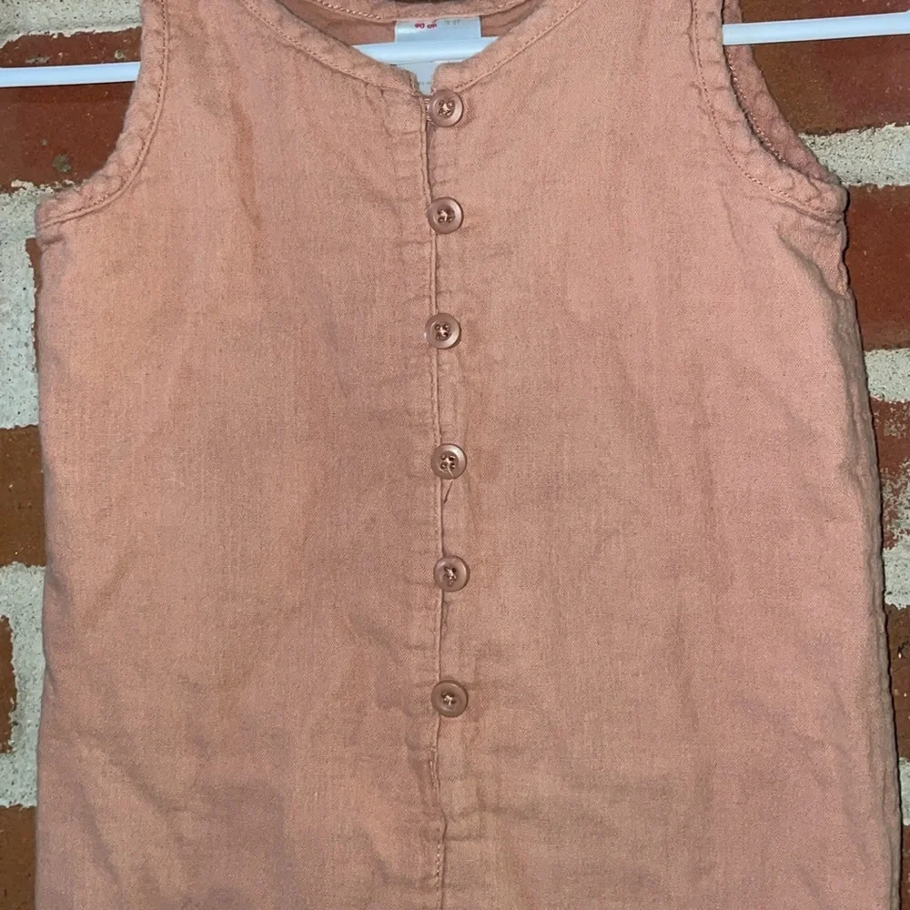 Hanna Andersson Light Pink/tan Gauze Romper 3T Buttons Boho Snaps